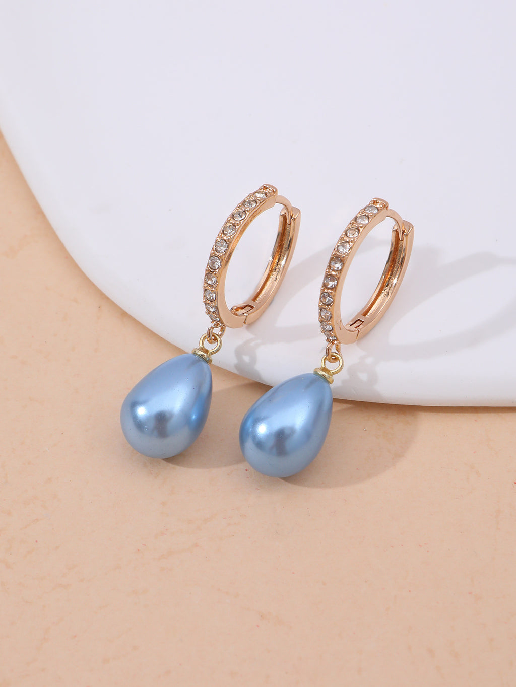 Purple Pearl Hoop Earrings