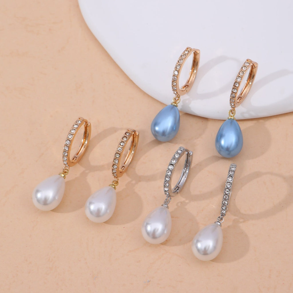 Purple Pearl Hoop Earrings