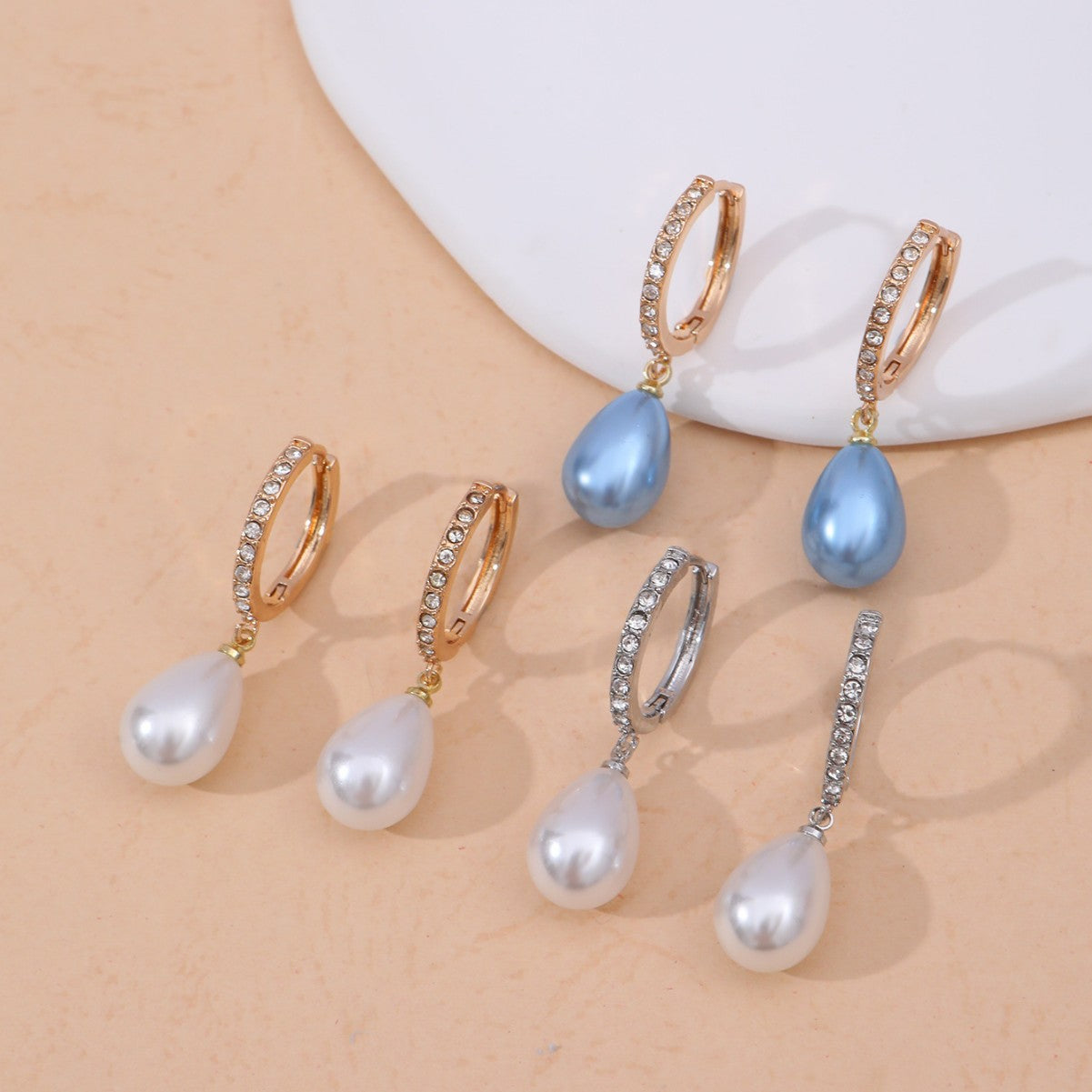Purple Pearl Hoop Earrings