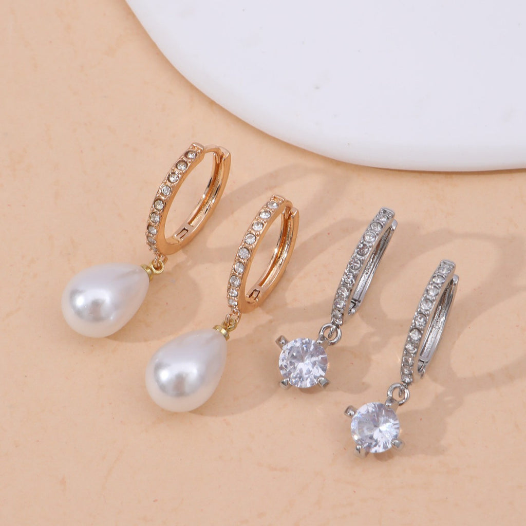 Purple Pearl Hoop Earrings
