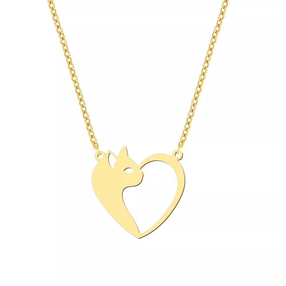 Heart Cat Hollow Pendant Necklace
